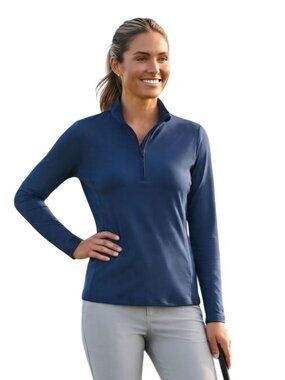 Peter Millar 1/4 Zip UPF 50+ Navy Mockneck Pullover Jersey Golf Size M